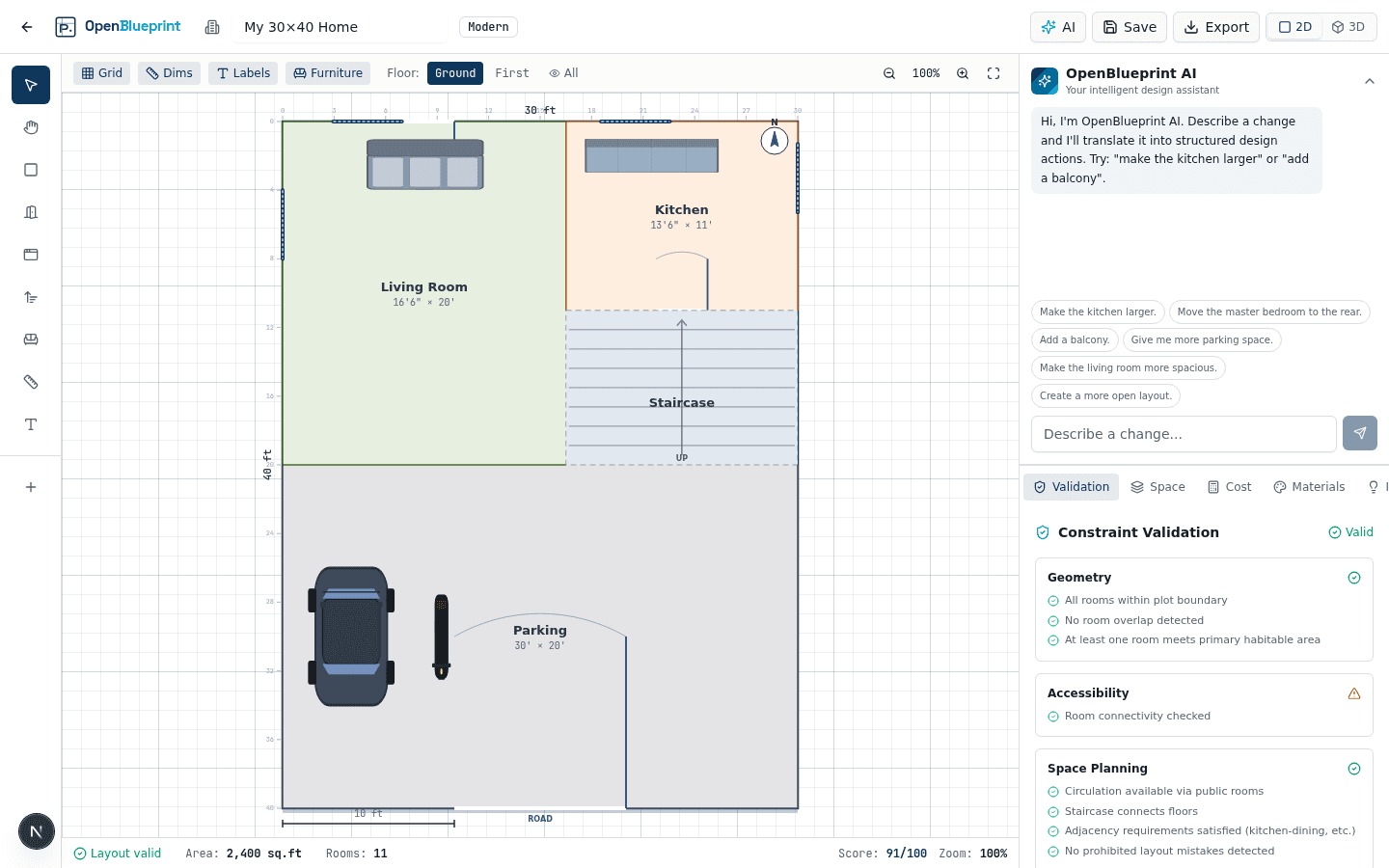 OpenBlueprint interactive 2D blueprint editor