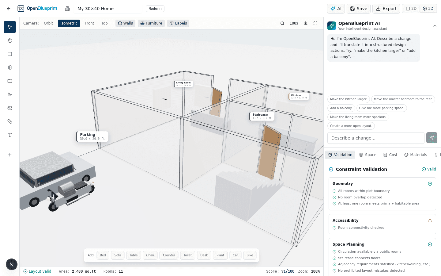 OpenBlueprint 3D home visualization